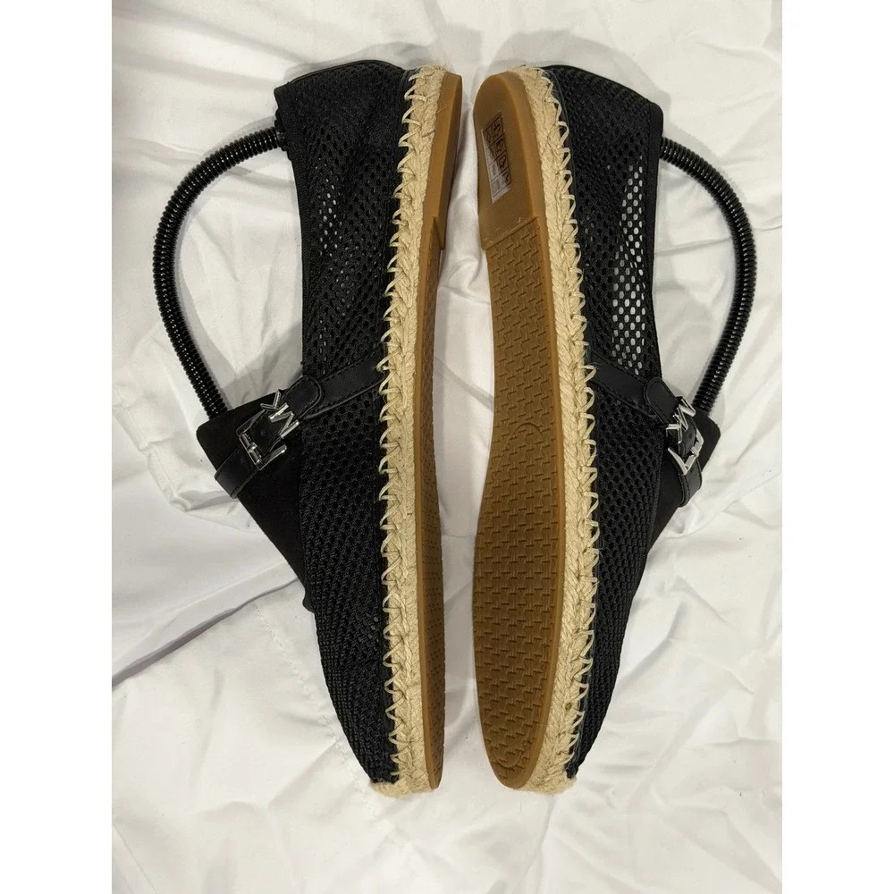 Michael Kors Black Mesh‎ Mary Jane Espadrille Flats MK Logo 10 Resortwear 106-09